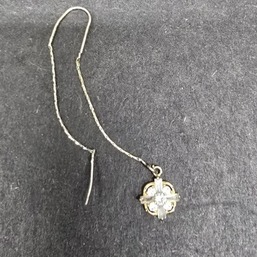Threader Earring Starburst Floral Dangle OS Gold Clear Good Minimalist‎